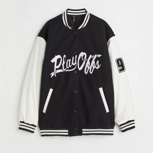 H&M Black and White Baseball Varsity Jacket